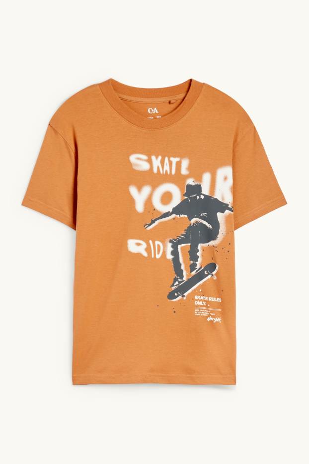 Kinderen: jongens - Skater - T-shirt - donker oranje