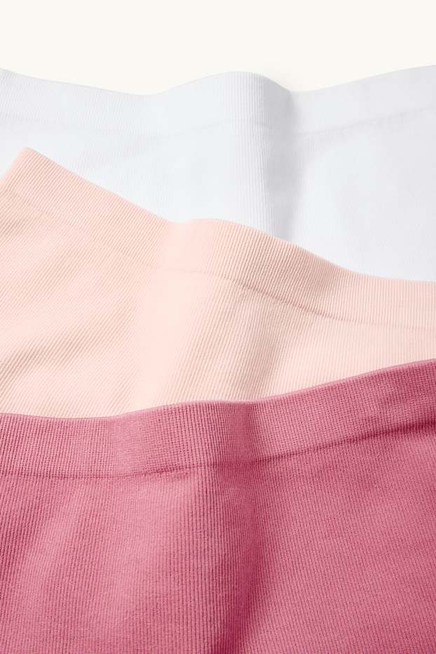 Enfants filles - Lot de 3 - caleçons - finition côtelée - rose foncé