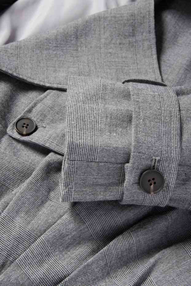 Dames - Korte trenchcoat - geruit - grijs
