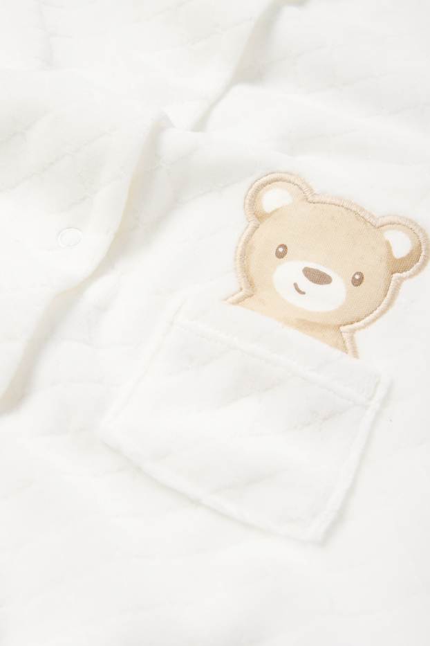Unisex - Bärchen - Baby-Schlafanzug - strukturiert - weiss