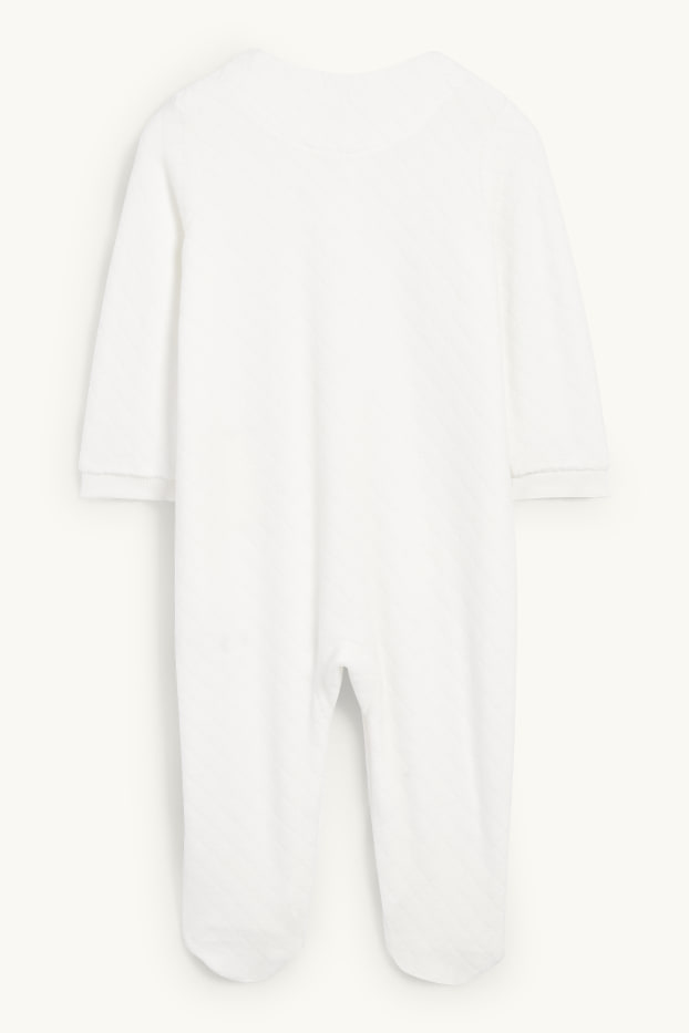 Unisex - Bärchen - Baby-Schlafanzug - strukturiert - weiss