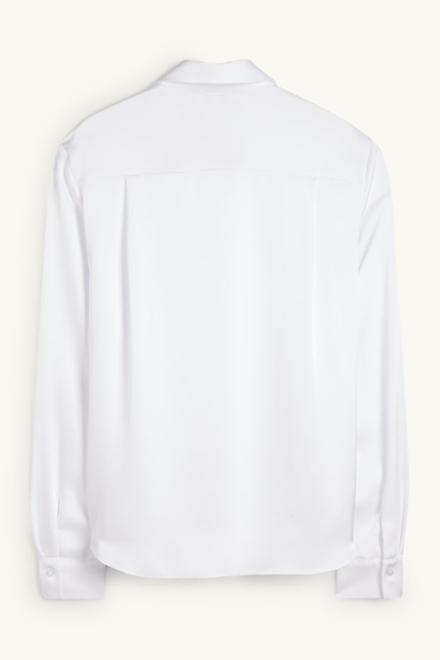 Women - Satin blouse - white