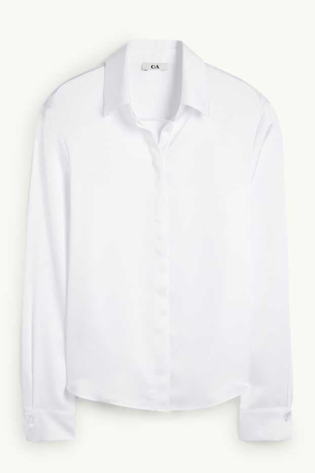 Women - Satin blouse - white