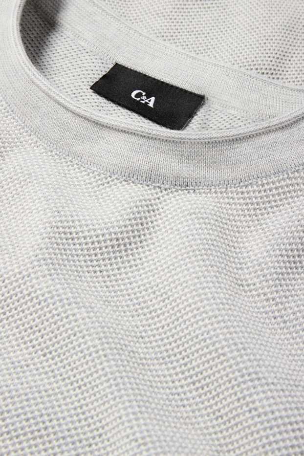 Hommes - Pull - texturé - gris clair