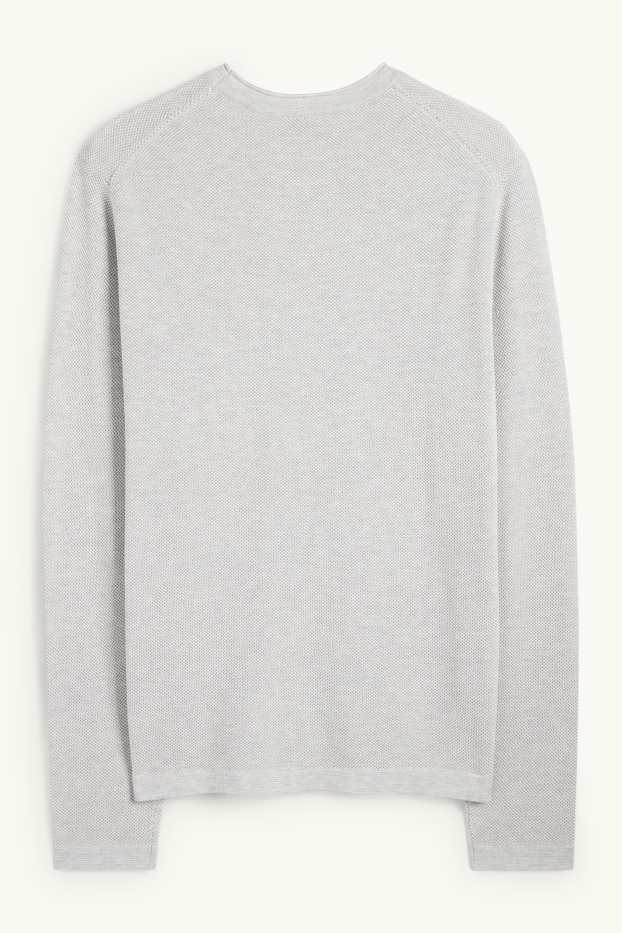 Hommes - Pull - texturé - gris clair