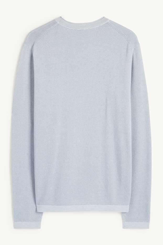 Hommes - Pull - texturé - bleu clair