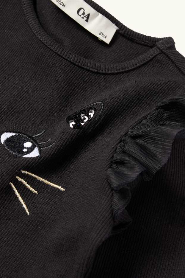 Children Girls - Cat - set - dress and bag - 2 piece - black