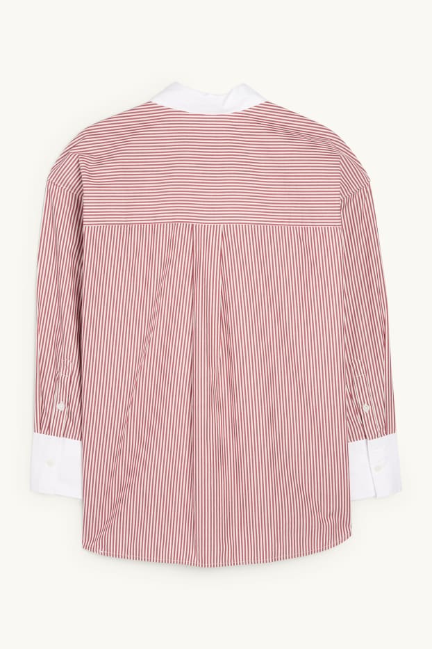 Femei - Bluză - cu dungi - roșu / alb-crem