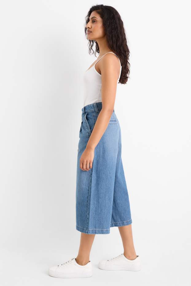 Femmes - Jean jupe-culotte - high waist - jean bleu