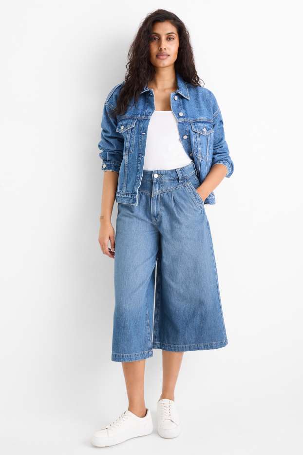 Femmes - Jean jupe-culotte - high waist - jean bleu