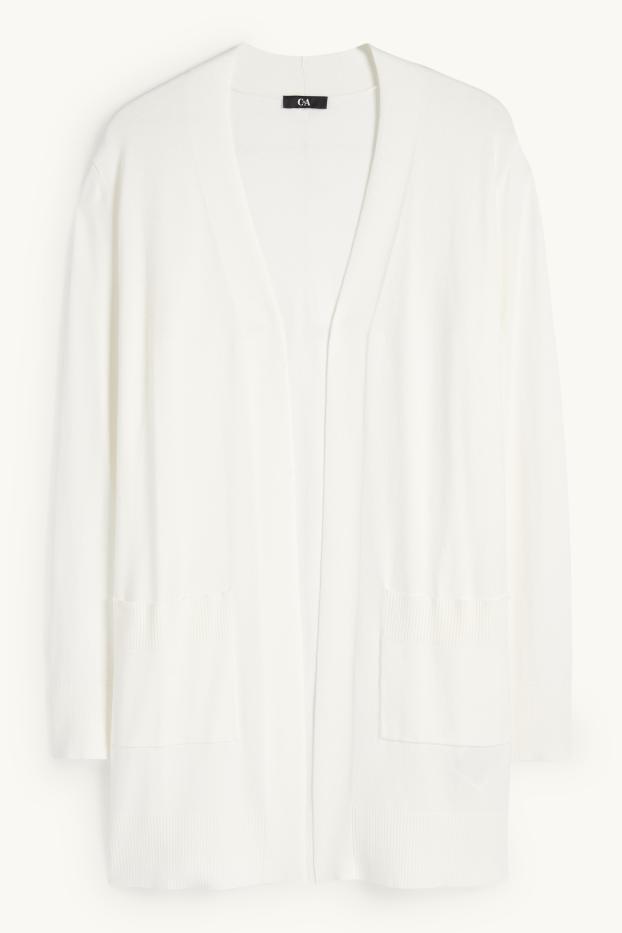 Femmes - Long gilet en maille - blanc