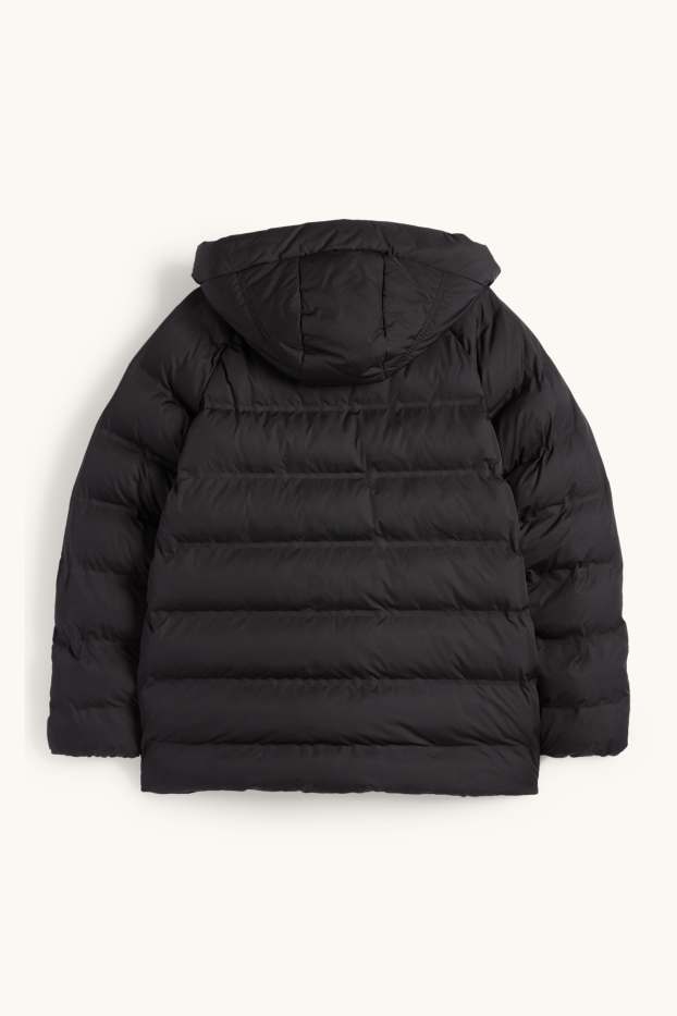 Kinder Jungen - Steppjacke mit Kapuze - wasserabweisend - schwarz