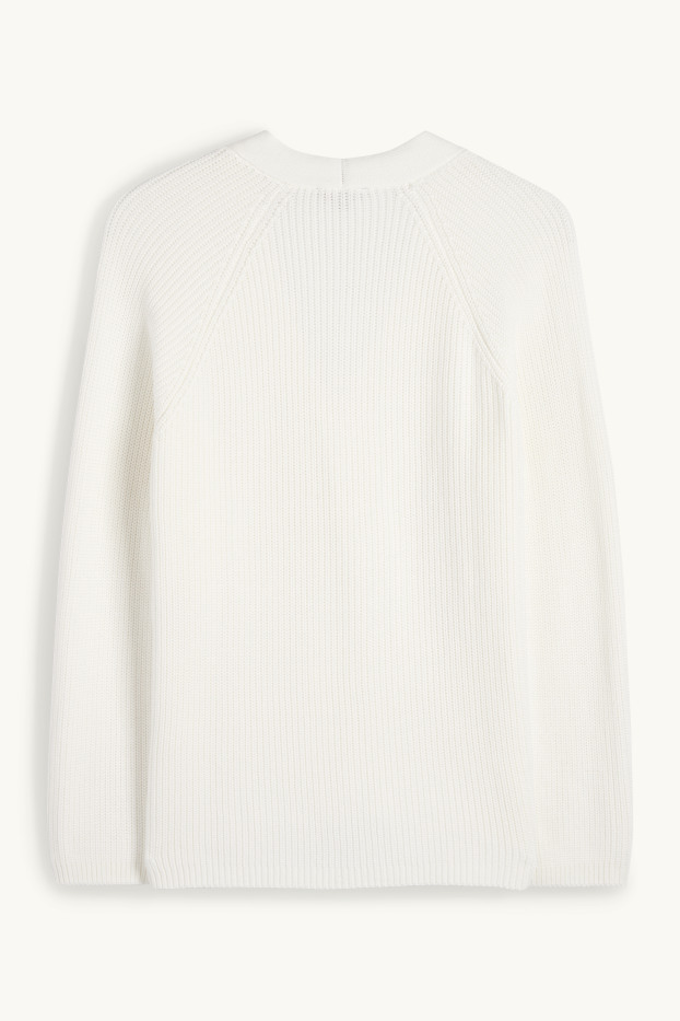 Dona - Jaqueta de punt - acanalada - blanc