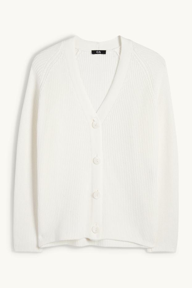 Dona - Jaqueta de punt - acanalada - blanc