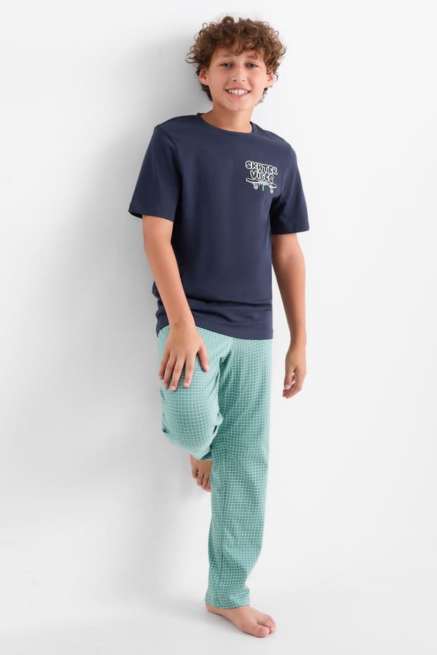 Niños - Skater - pijama - 2 prendas - azul oscuro