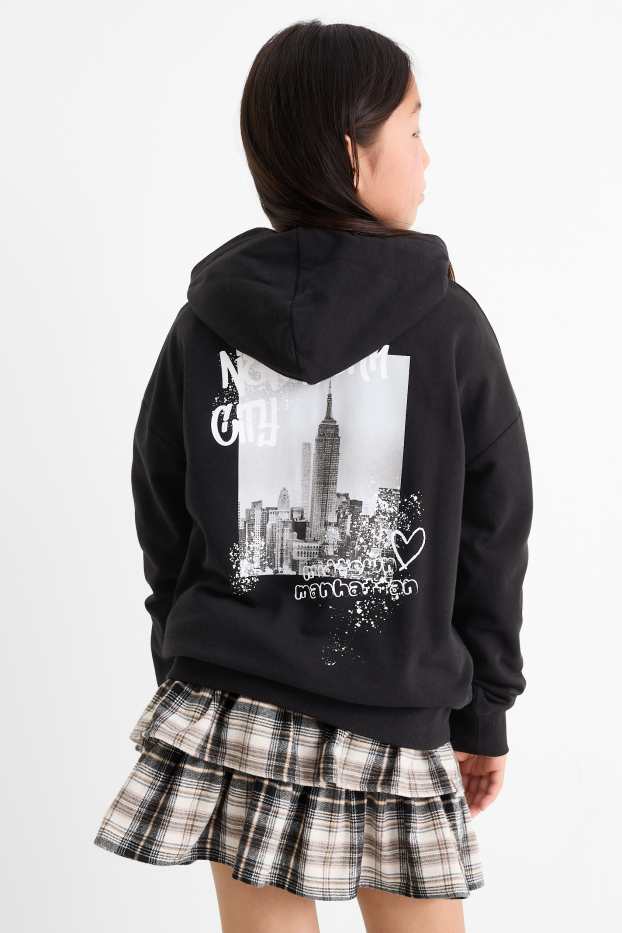 Kinder Mädchen - New York - Hoodie - schwarz