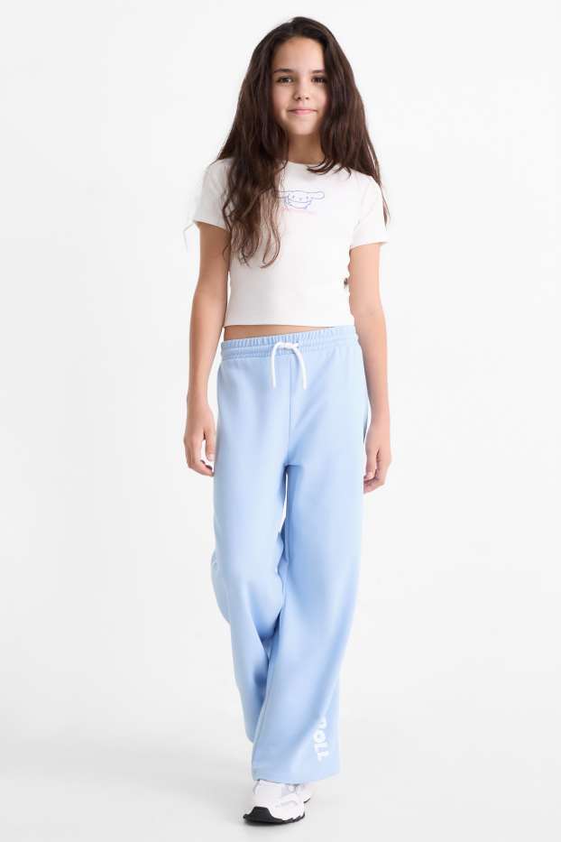 Nena - Cinnamoroll - conjunt - samarreta de màniga curta i pantalons de xandall - 2 peces - blanc / blau clar