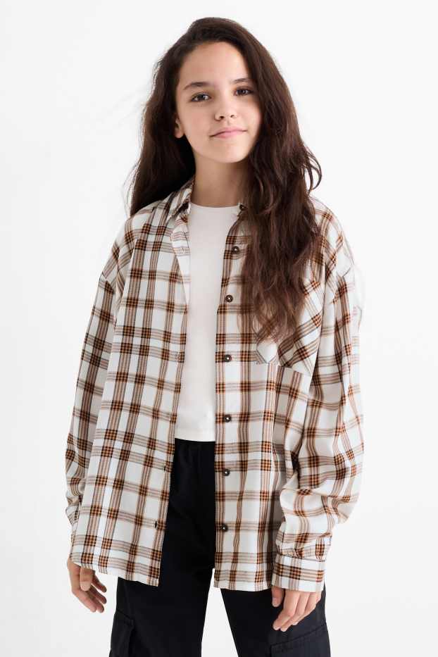 Enfants filles - Chemise - à carreaux - marron / blanc crème