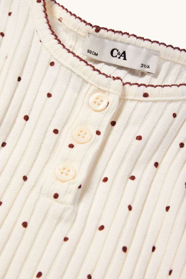 Children Girls - Long sleeve top - ribbed - polka dot - cremewhite