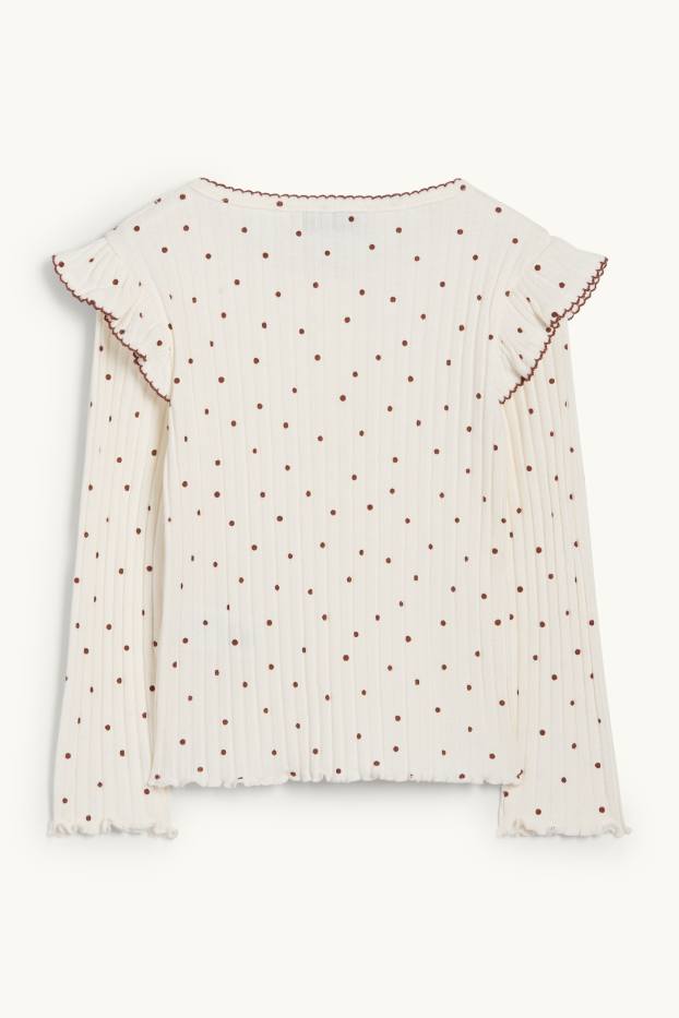 Children Girls - Long sleeve top - ribbed - polka dot - cremewhite