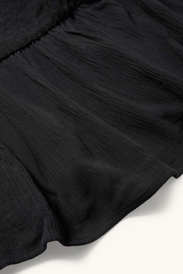 Donna - Blusa corta - arricciata - nero