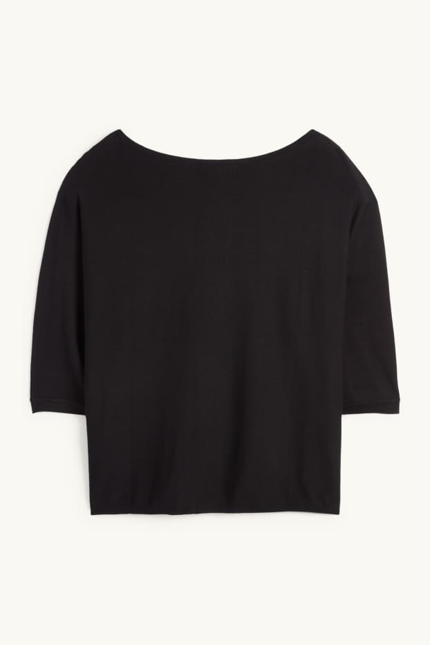 Femei - Pulover din tricot fin - negru