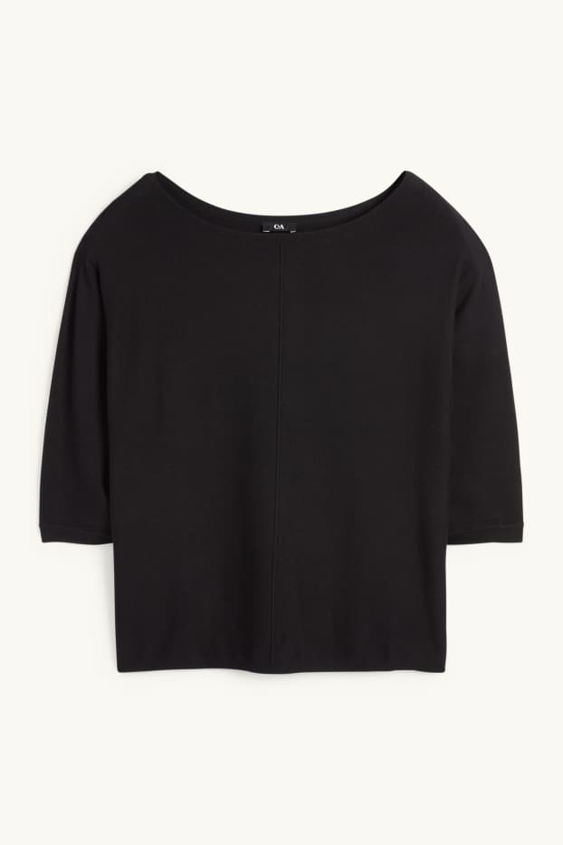 Femei - Pulover din tricot fin - negru