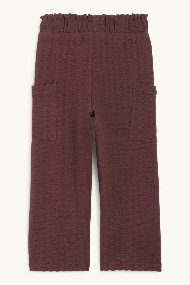 Kinder Mädchen - Jersey-Hose - strukturiert - dunkelbraun