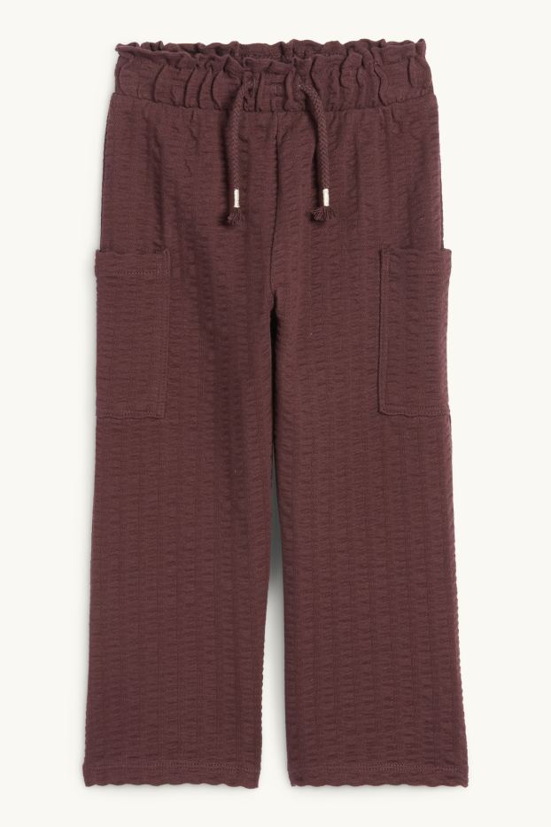 Kinder Mädchen - Jersey-Hose - strukturiert - dunkelbraun