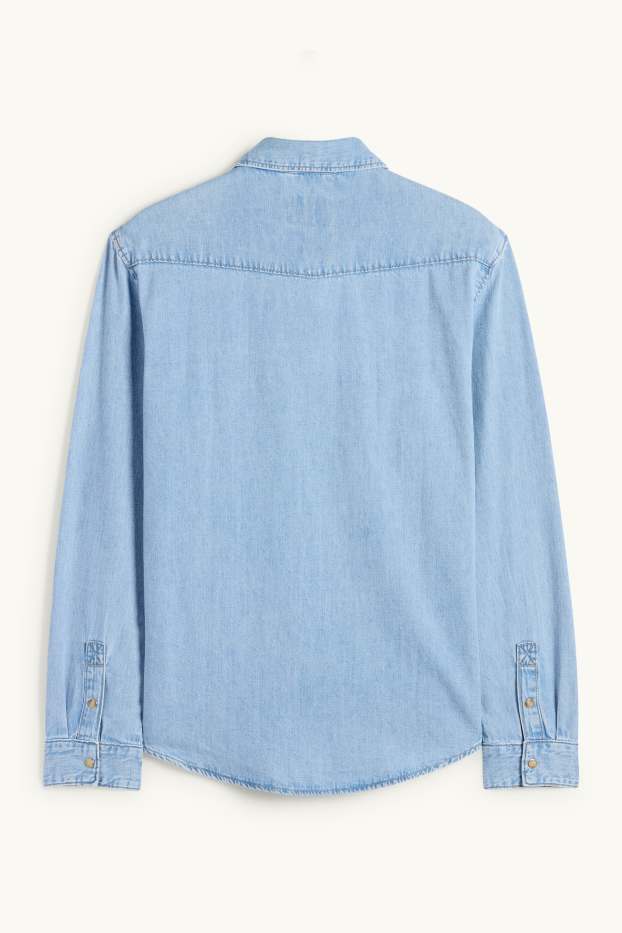 Hommes - Chemise en jean - regular fit - col kent - jean bleu