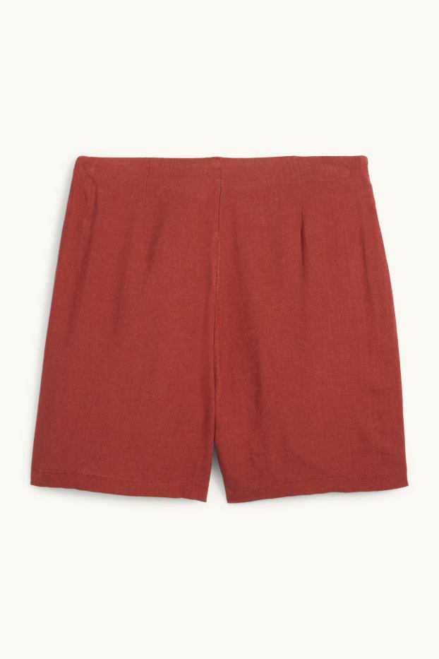 Damen - Skort mit Leinen-Anteil - rostbraun