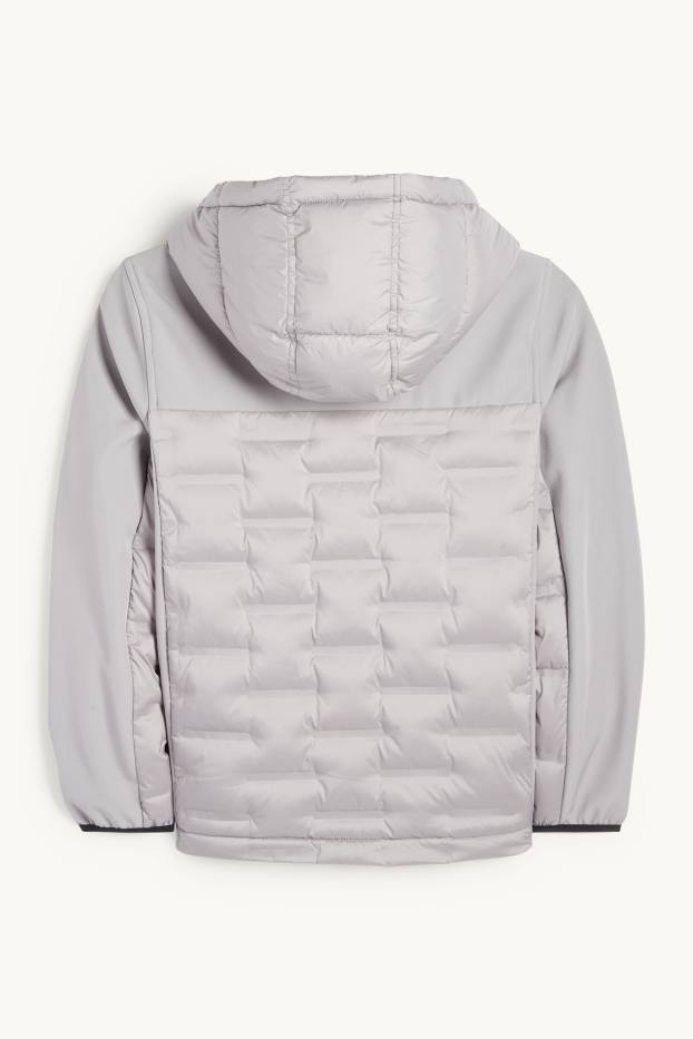 Kinder Jungen - Hybridjacke mit Kapuze - grau