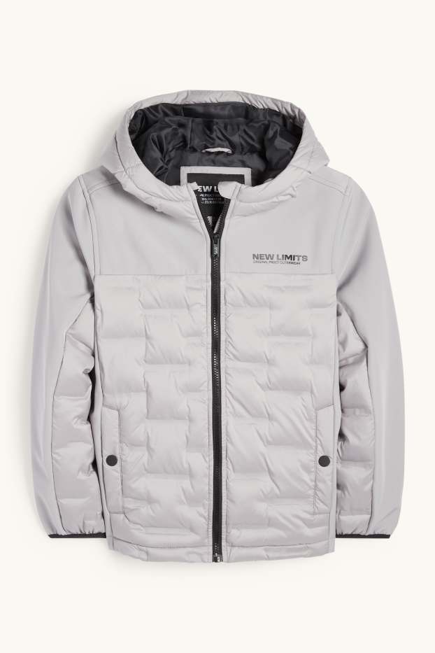 Kinder Jungen - Hybridjacke mit Kapuze - grau