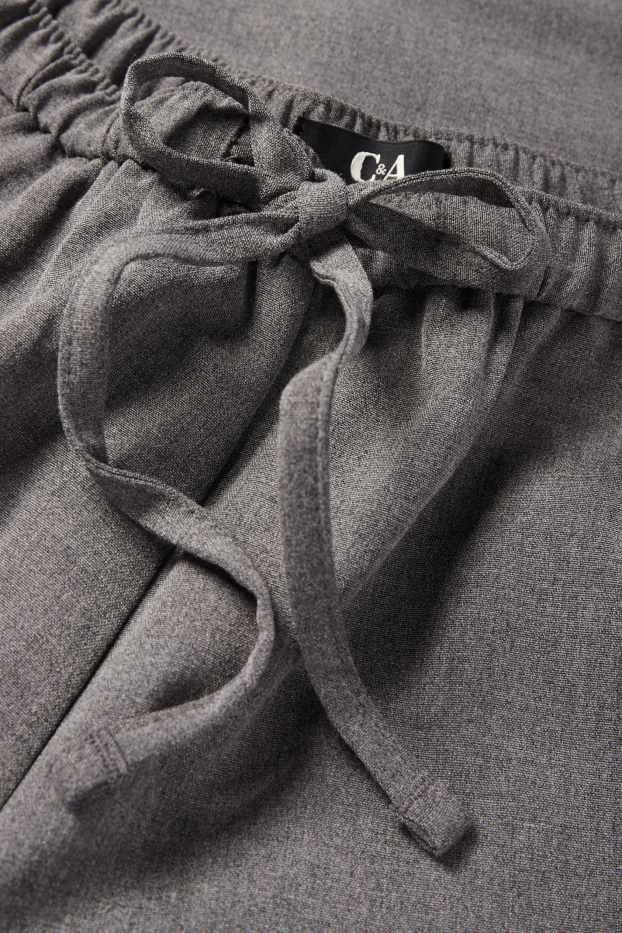 Women - Cloth trousers - mid-rise waist - wide leg - dark gray