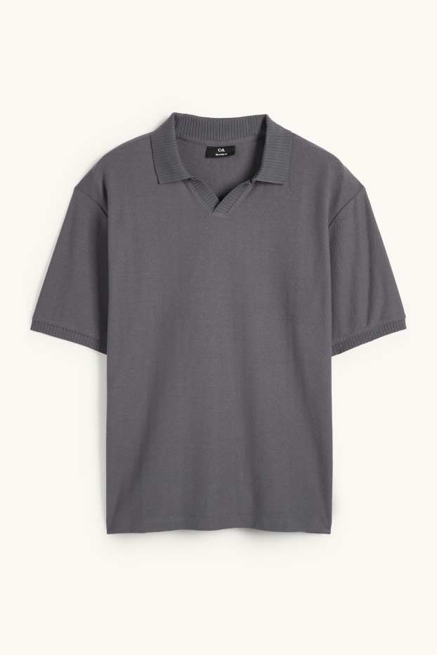 Home - Polo de punt - regular fit - gris fosc