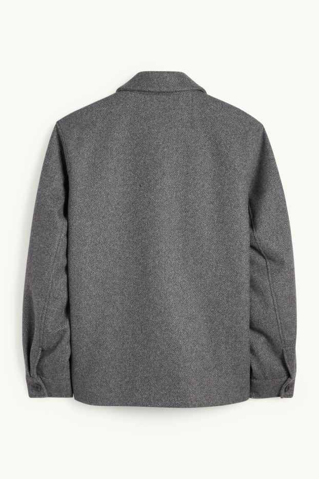 Hommes - Veste-chemise - regular fit - col kent - à motif - gris foncé