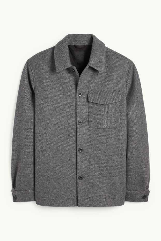 Hommes - Veste-chemise - regular fit - col kent - à motif - gris foncé