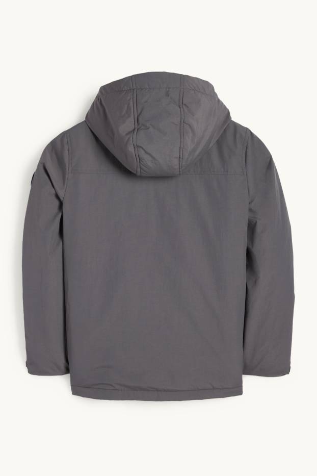 Enfants garçons - Veste à capuche - finition déperlante - gris foncé