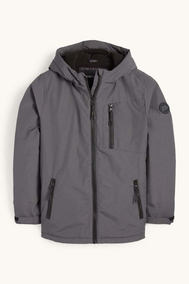 Enfants garçons - Veste à capuche - finition déperlante - gris foncé