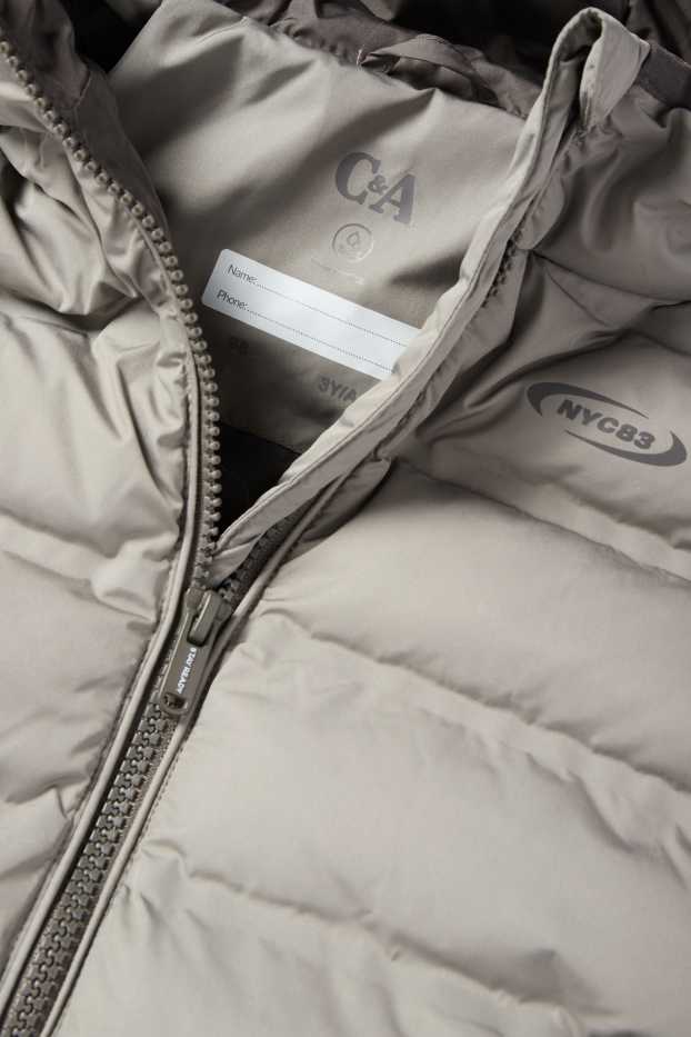 Enfants garçons - Doudoune avec capuche - finition déperlante - gris