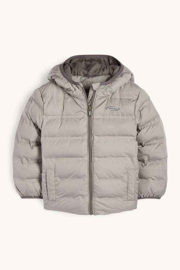 Enfants garçons - Doudoune avec capuche - finition déperlante - gris
