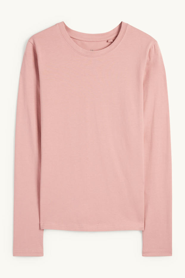 Damen - Langarmshirt - Slim Fit - dunkelrosa