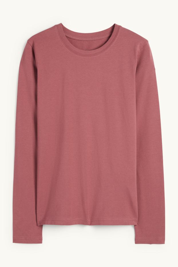 Damen - Langarmshirt - Slim Fit - bordeaux