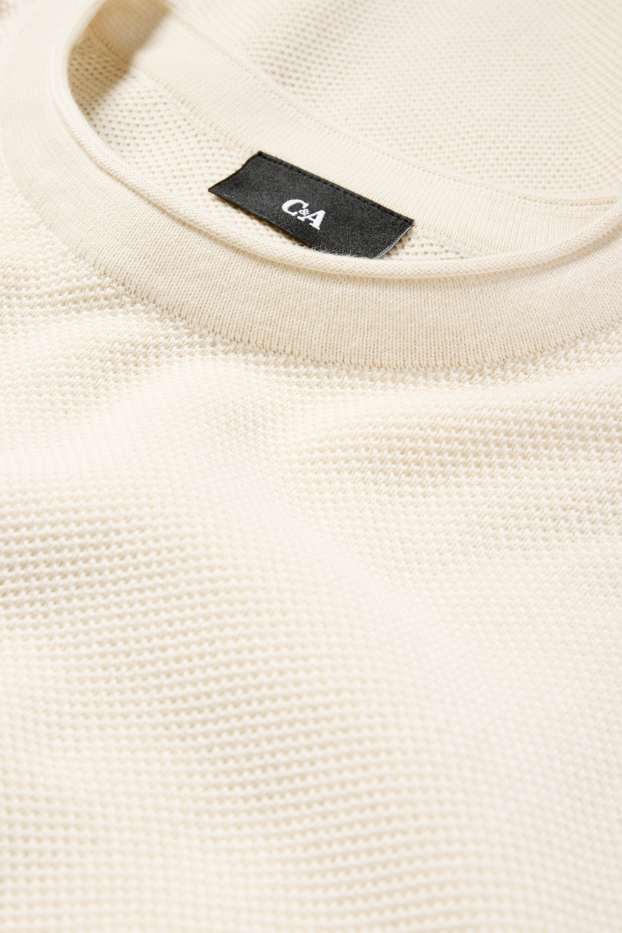 Bărbați - Pulover - structurat - bej deschis