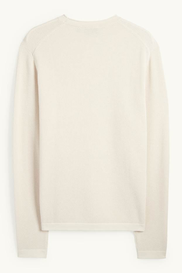 Bărbați - Pulover - structurat - bej deschis