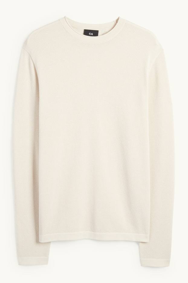 Bărbați - Pulover - structurat - bej deschis