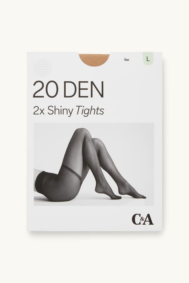 Dames - Set van 2 - panty - LYCRA® - 20 DEN - beige