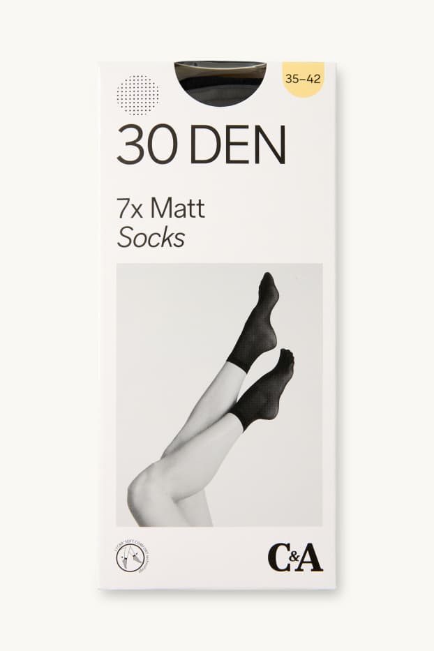 Dames - Set van 7 paar - pantysokjes - 30 DEN - zwart