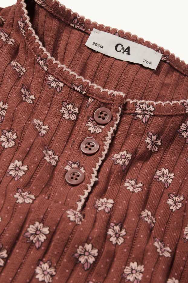 Nena - Samarreta de màniga llarga - de canalé - de flors - marró