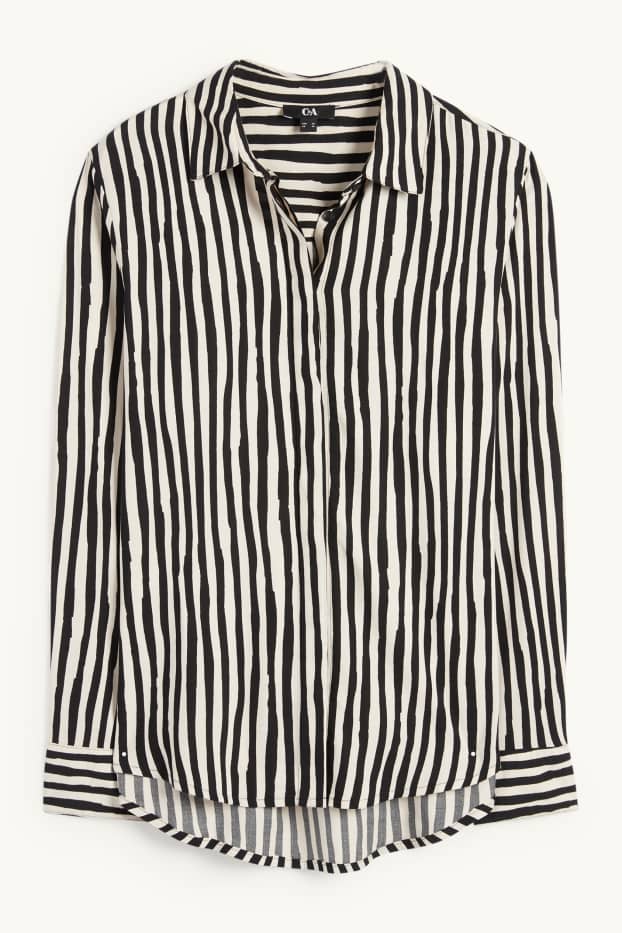 Femei - Bluză tip cămașă - cu dungi - negru / nej